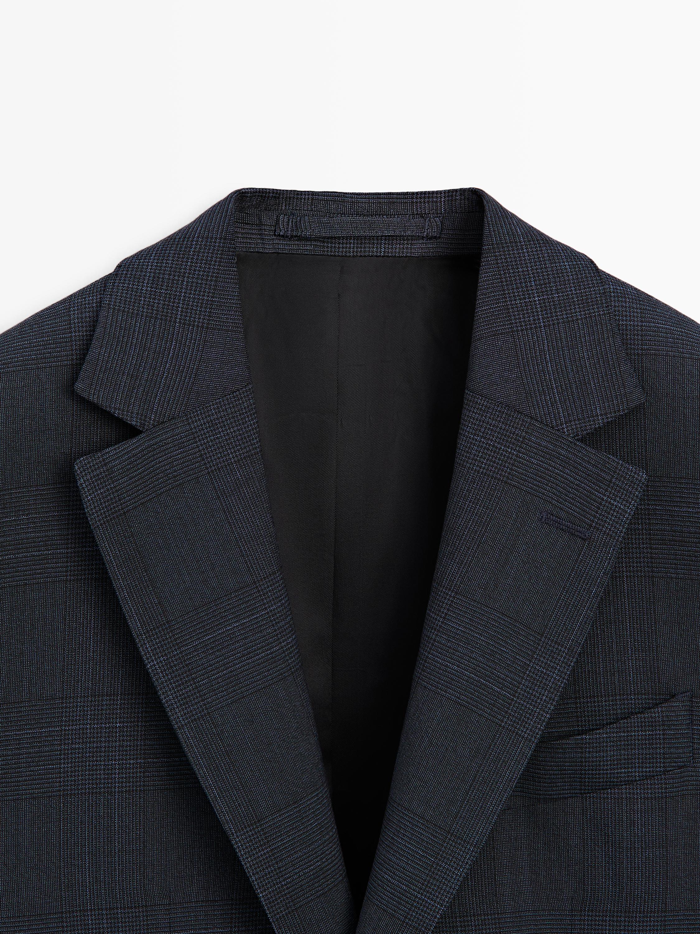 Cool wool blend check suit blazer